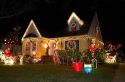 Residential home decorated in lights for Christmas, Boise, Idaho, USA.