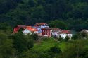 Colorful houses near Las Rozas, Asturias, Spain.
