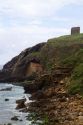 Santa Justa Beach and old monastery near the town of Ubiarco, Cantabria, Spain.
