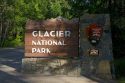 Glacier National Park entrance sign, Montana, USA.