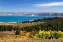 Bear Lake overlook from the Utah bordering side, USA.