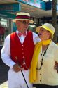 A couple dressed in period clothing during the Tremains Art Deco Weekend at Napier in the Hawke's Bay Region, North Island, New Zealand.