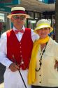 A couple dressed in period clothing during the Tremains Art Deco Weekend at Napier in the Hawke's Bay Region, North Island, New Zealand.