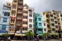 Colorful apartment housing in Ho Chi Minh City, Vietnam.