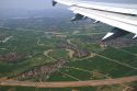 Aerial view of the countryside and housing near Hanoi, Vietnam.
