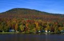 Fall foliage at Lake Elmore in Lamoille County, Vermont, USA.