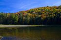 Fall foliage at Lake Elligo in Orleans County, Vermont, USA.