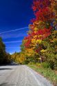 Fall foliage on a rural backroad north of Stowe, Vermont, USA.