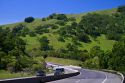 Green rolling hills along highway 152 near Hollister, California, USA.